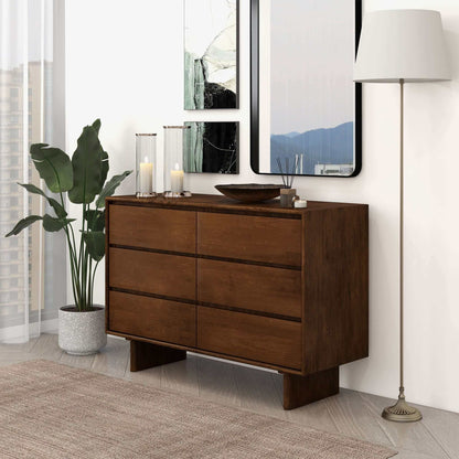 Dubrovnik - Mid-Century Modern Dresser With 6 Drawers - Brown