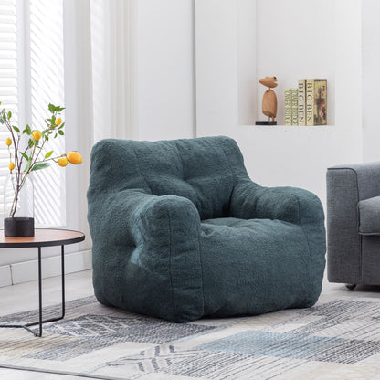 Soft Teddy Fabric Tufted Foam Bean Bag Chair With Teddy Fabric - Green