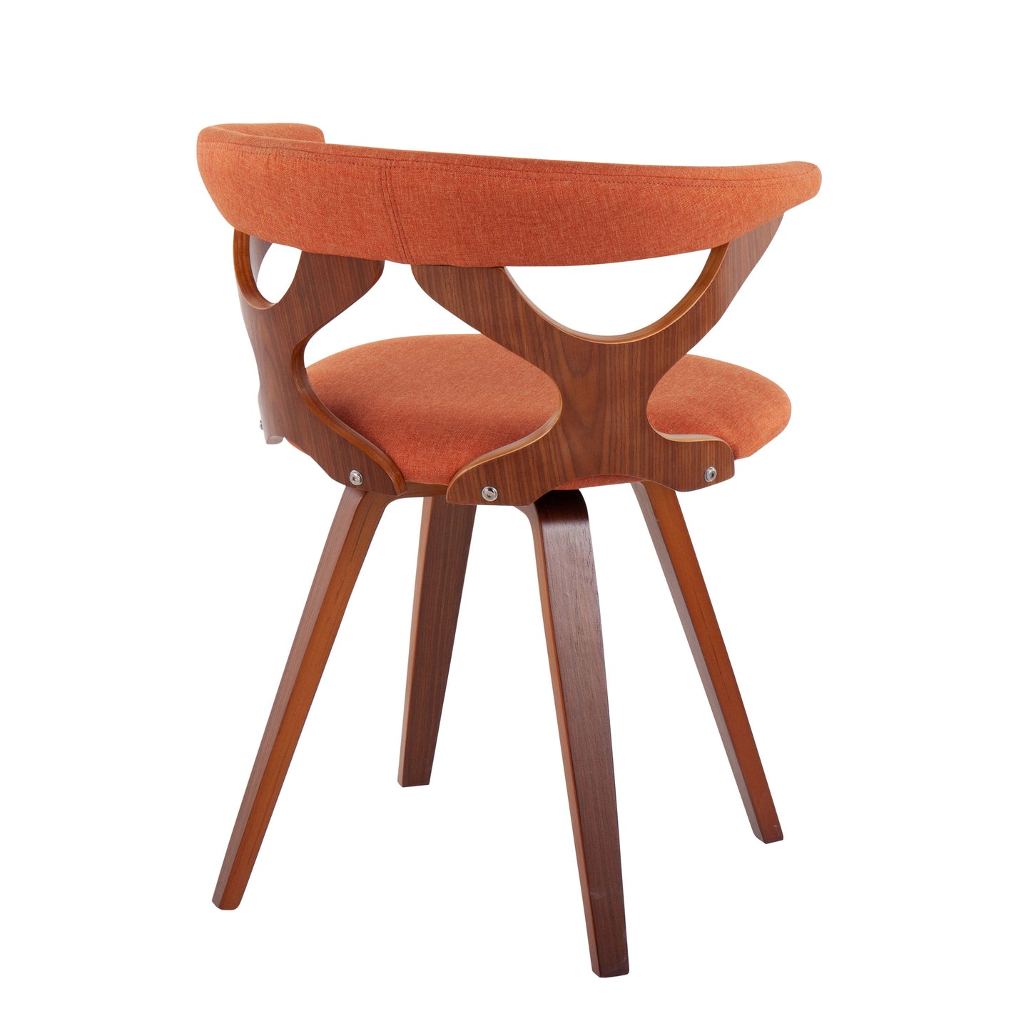 Gardenia - Mid-Century Modern Dining / Chair With Swivel - Walnut / Orange