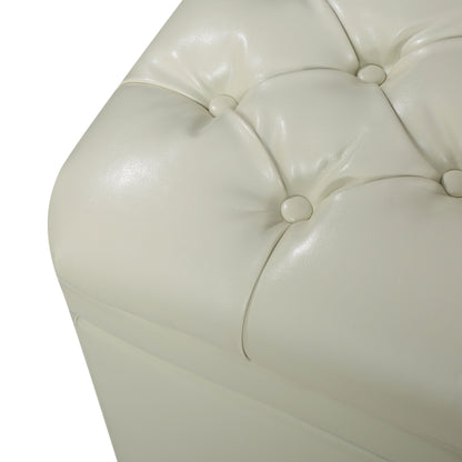 Juliana - Storage Ottoman With Hidden Compartment - Ivory