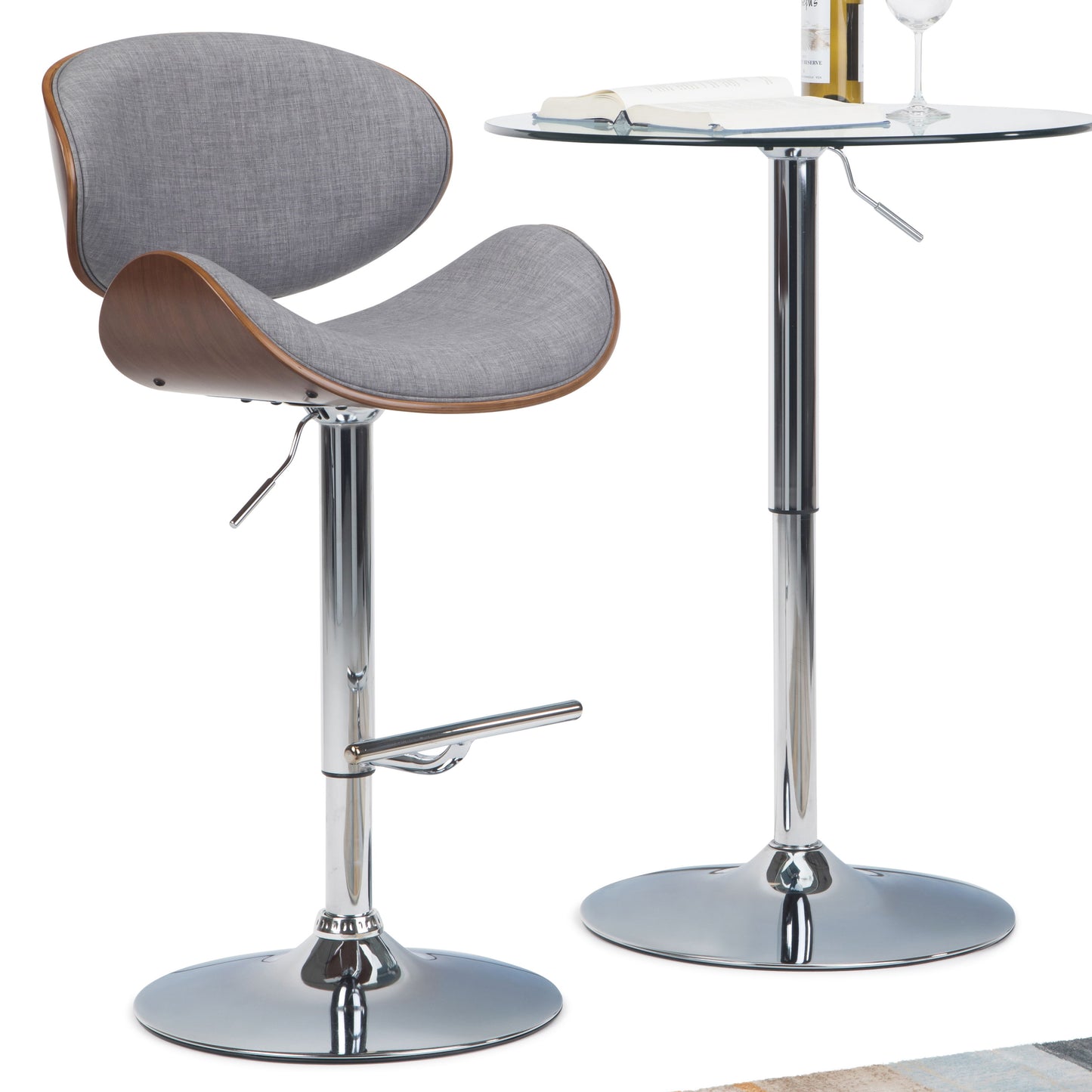 Marana - Bentwood Adjustable Swivel Bar Stool - Gray