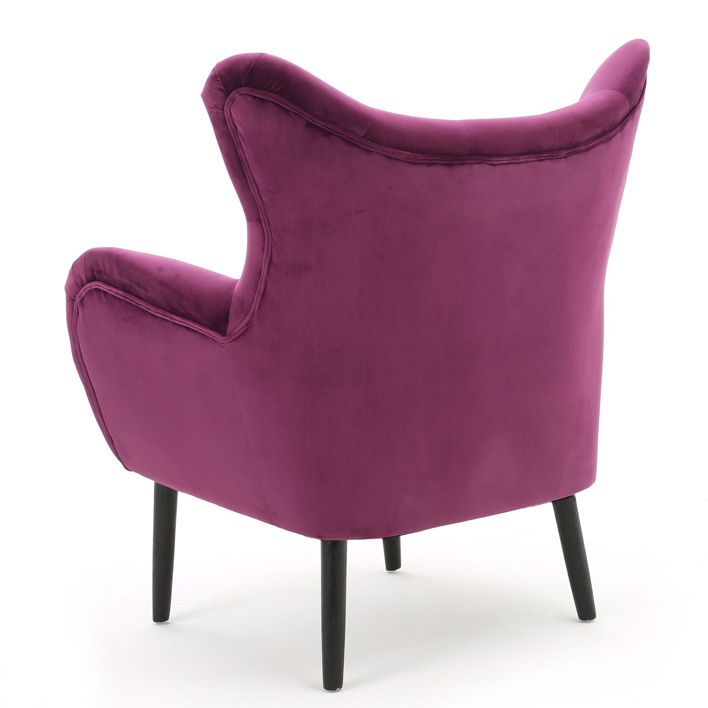 Alyssa - Velvet Arm Chair With Wingback Design - Fuchsia