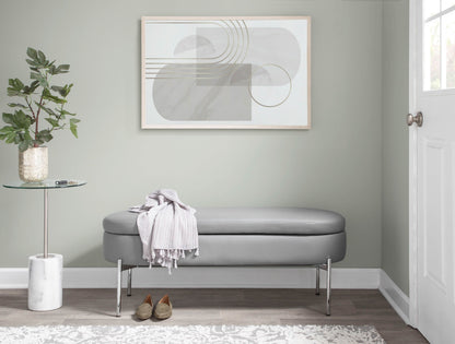Chloe - Contemporary / Glam Storage Bench - Chrome / Gray