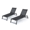 Outdoor Chaise Lounge With Mesh Back And Metal Frame - Black