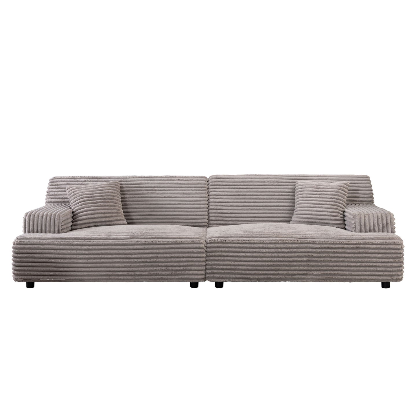 Modern 2291-G Sofa, Comfortable Cloud Sofa, Soft Plush Corduroy Interior With Square Armrests, Living Room Or Bedroom - Gray