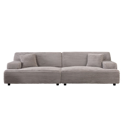 Modern 2291-G Sofa, Comfortable Cloud Sofa, Soft Plush Corduroy Interior With Square Armrests, Living Room Or Bedroom - Gray