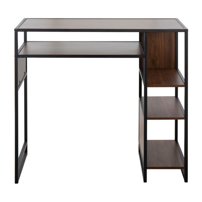 Display Farmhouse Bar Height Table With Storage Space - Black / Walnut