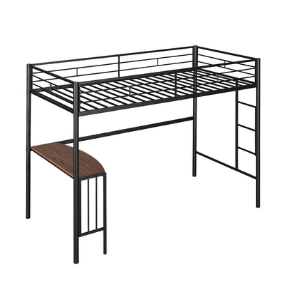 Twin Over Full Metal Bunk Bed With Desk, Ladder And Quality Slats For Bedroom - Metallic Black