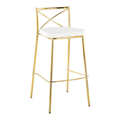 Modern Charlotte - Contemporary Fixed Height Barstool (Set of 2) - Gold / White