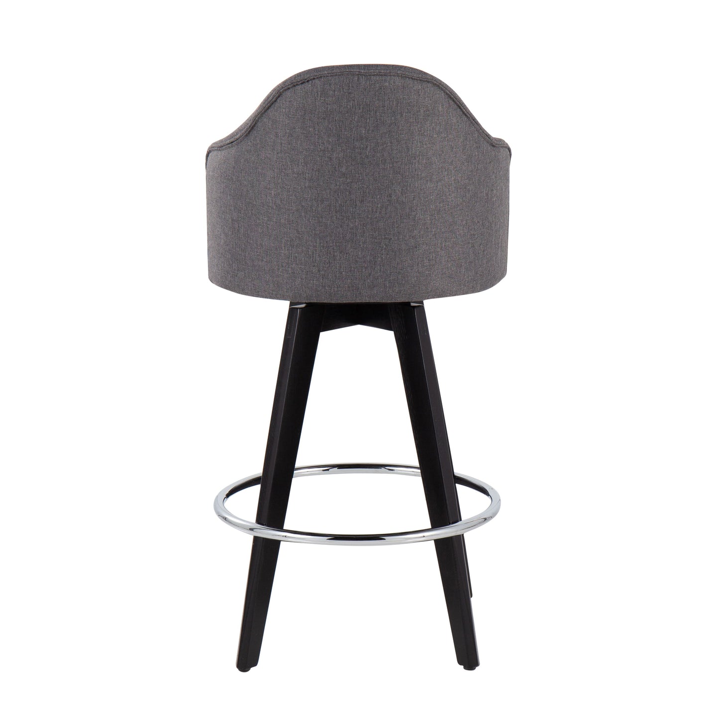 Ahoy - Contemporary Fixed Height Counter Stool Round Chrome Footrest (Set of 2) - Gray / Black