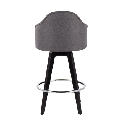 Ahoy - Contemporary Fixed Height Counter Stool Round Chrome Footrest (Set of 2) - Gray / Black