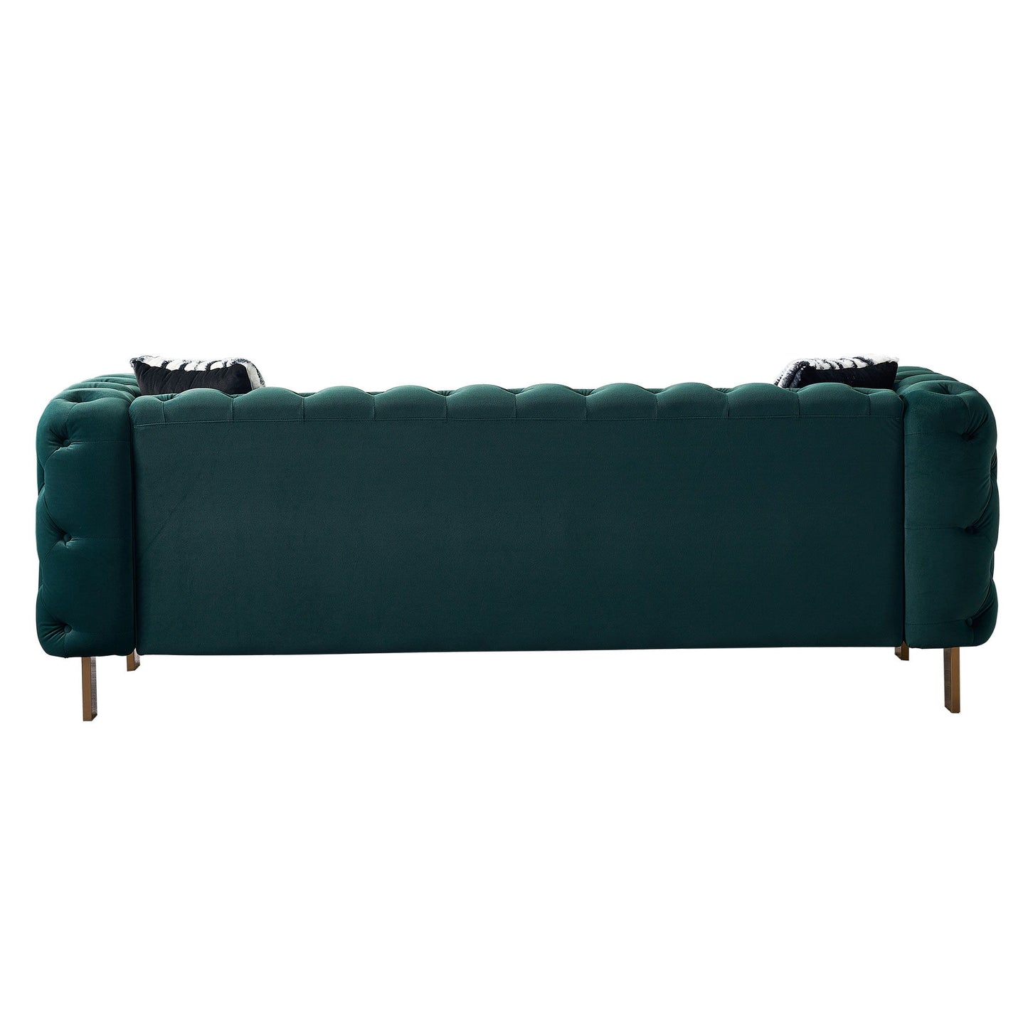 Chesterfield - Modern Tufted Velvet Living Room Sofa, 84.25''W Couch - Green
