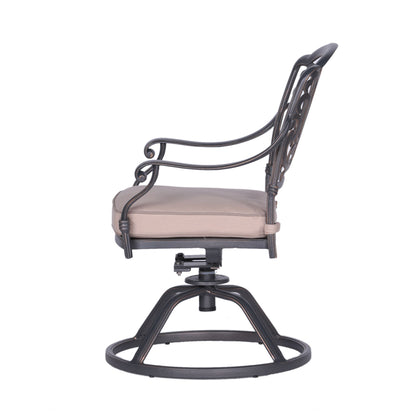 Patio Outdoor Aluminum Dining Swivel Rocker Chairs With Cushion (Set of 2) - Spectrum Sand