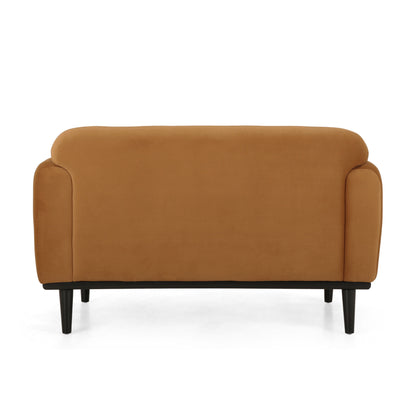 Sway - Upholstered Loveseat With Wood Legs And Round Arms - Yellow