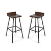 Outdoor Bar Stool With Low Backrests And Wood Seats (Set of 2) - Dark Brown / Black
