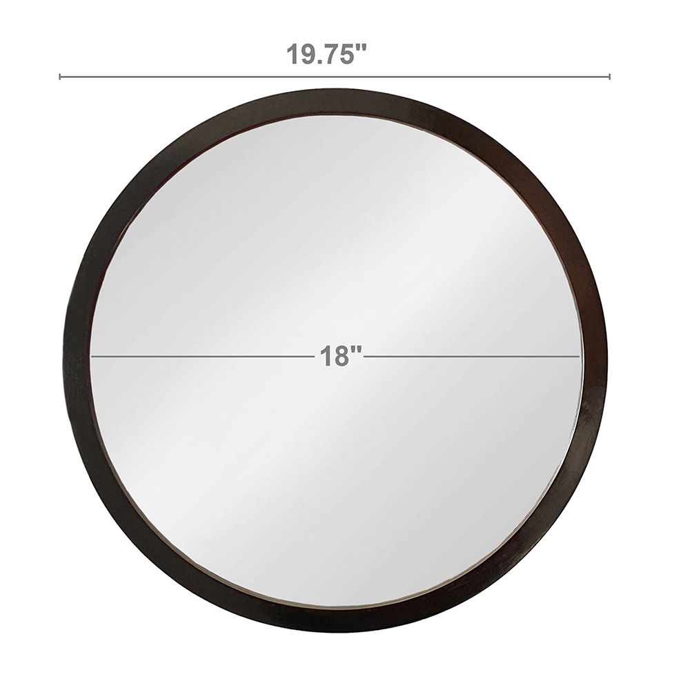 Circle Wall Mirror With Wooden Frame, Wall Mirror For Living Room - Black