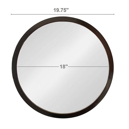 Circle Wall Mirror With Wooden Frame, Wall Mirror For Living Room - Black