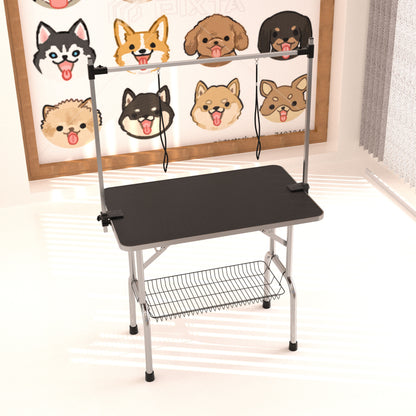 Large Grooming Table For Pet Dog And Cat With Adjustable Arm And Clamps Large Heavy Duty Animal Grooming Table - Black