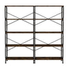 5 Tier Industrial Bookshelf, Rustic Brown Tall Bookcase With Open Wood & Metal Design, Vintage Storage Organizer - Black