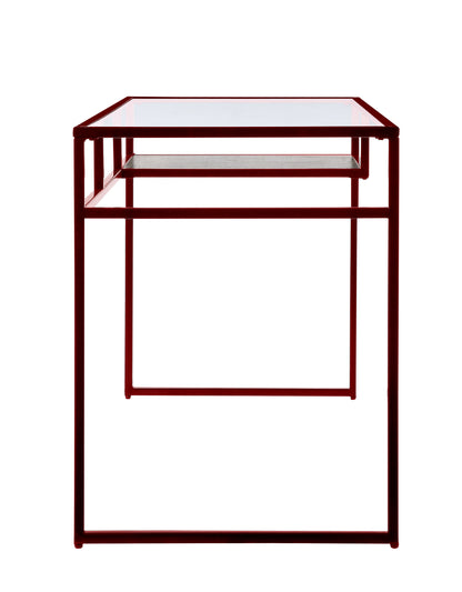 Yasin - Glass Top Writing Desk - Red