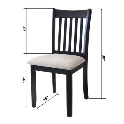 Modern Dining Chair (Set of 2) With Cushion Seats And Wooden Back - Black