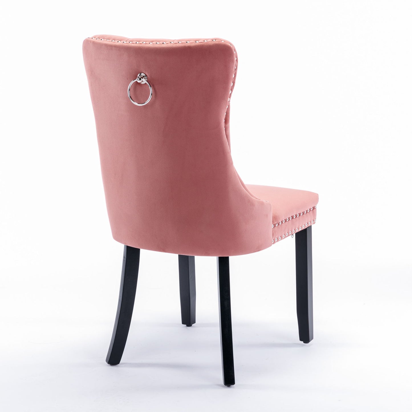 Nikki - Modern, High-End Tufted Solid Wood Contemporary Velvet Upholstered Dining Chair With Wood Legs Nailhead Trim (Set of 2) - Pink