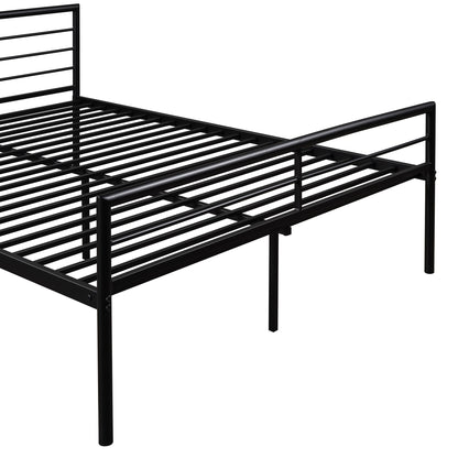 Twin Over Full Metal Bunk Bed With Desk, Ladder And Quality Slats For Bedroom - Metallic Black