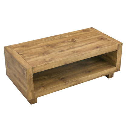 Modern Minimalist Rectangular Coffee Table Measuring Embodies The Simple Charm Of Mid Century Aesthetics, Adding A Touch Of Elegance To Your Living Room - Natural Wood