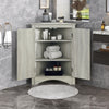 Triangle Bathroom Storage Cabinet With Adjustable Shelves, Freestanding Floor Cabinet For Home Kitchen - Oak