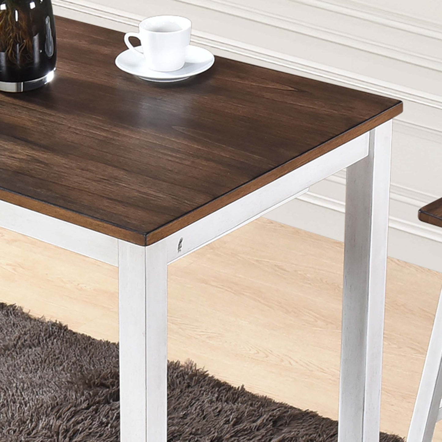 3 Pieces Counter Set Hanging Stool Easy To Clean For Small Space - Antique Dark Oak / Antique White