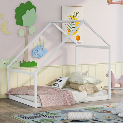 Full Size Playhouse Style Bed - White