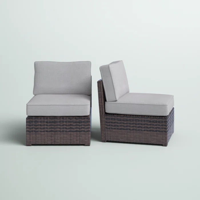 Armless - Patio Chair With Cushions (Set of 2) - Brown