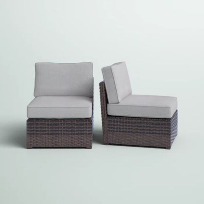 Armless - Patio Chair With Cushions (Set of 2) - Brown