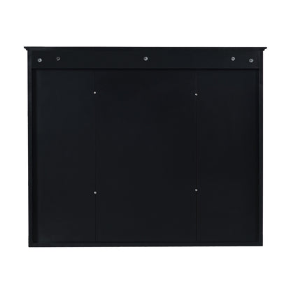 Wall Mounted Bathroom Medicine Cabinet, Modern Bathroom Wall Cabinet With Mirror, Mirror Cabinet With Open Shelves - Black