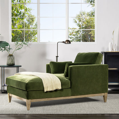 Knox - Modern Farmhouse Chaise Lounge Chair - Olive Green