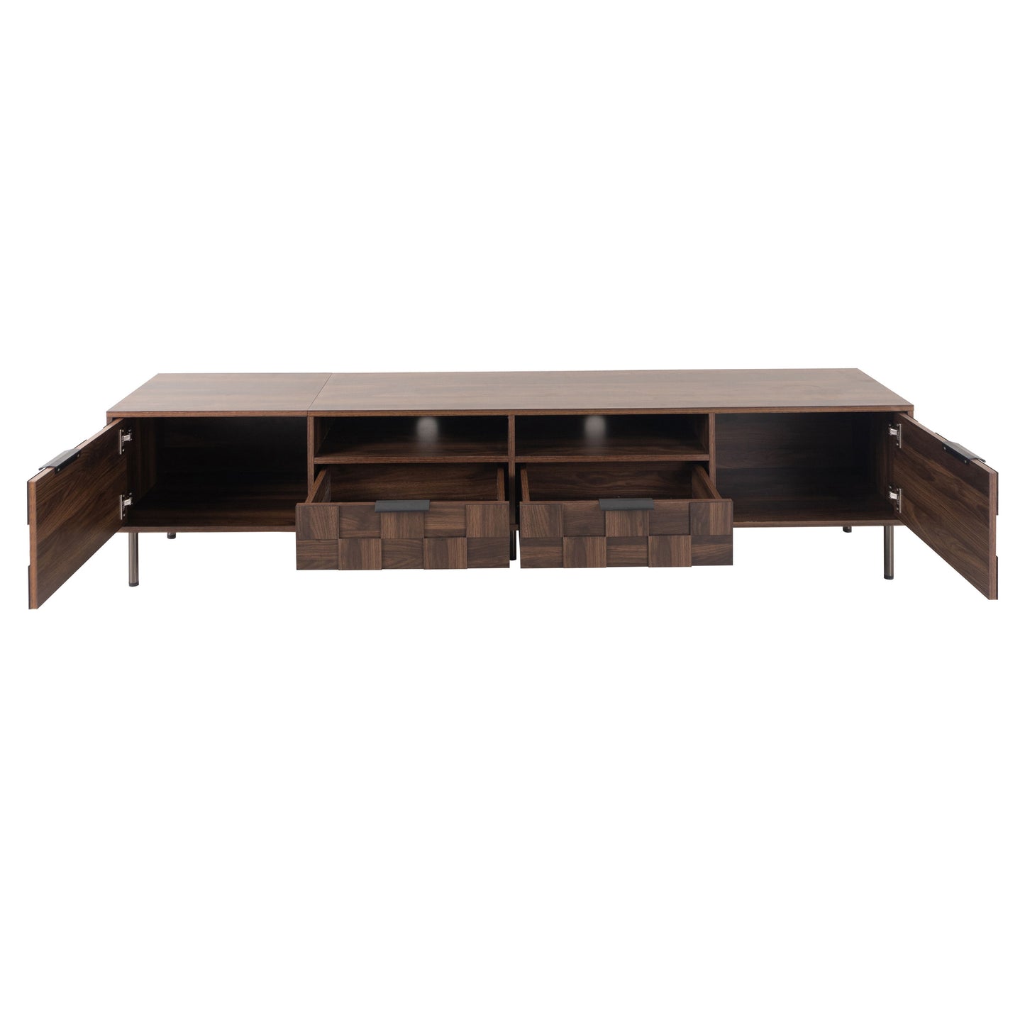 Mid Century TV Stand With 2 Drawers, Media Console Table For Tvs Up To 85'', Entertainment Center With Storage For Living Room - Dark Brown