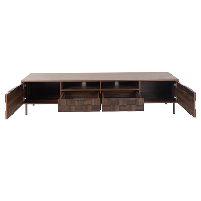 Mid Century TV Stand With 2 Drawers, Media Console Table For Tvs Up To 85'', Entertainment Center With Storage For Living Room - Dark Brown