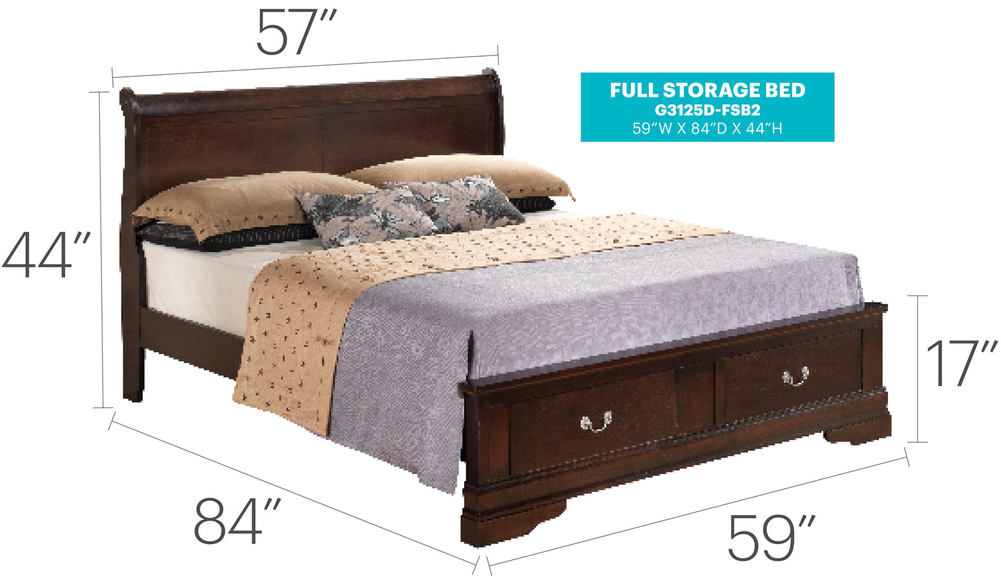 Louis Phillipe - Full Panel Storage Bed - Cappuccino