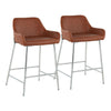 Daniella - Contemporary Fixed Height Counter Stool (Set of 2) - Chrome / Camel