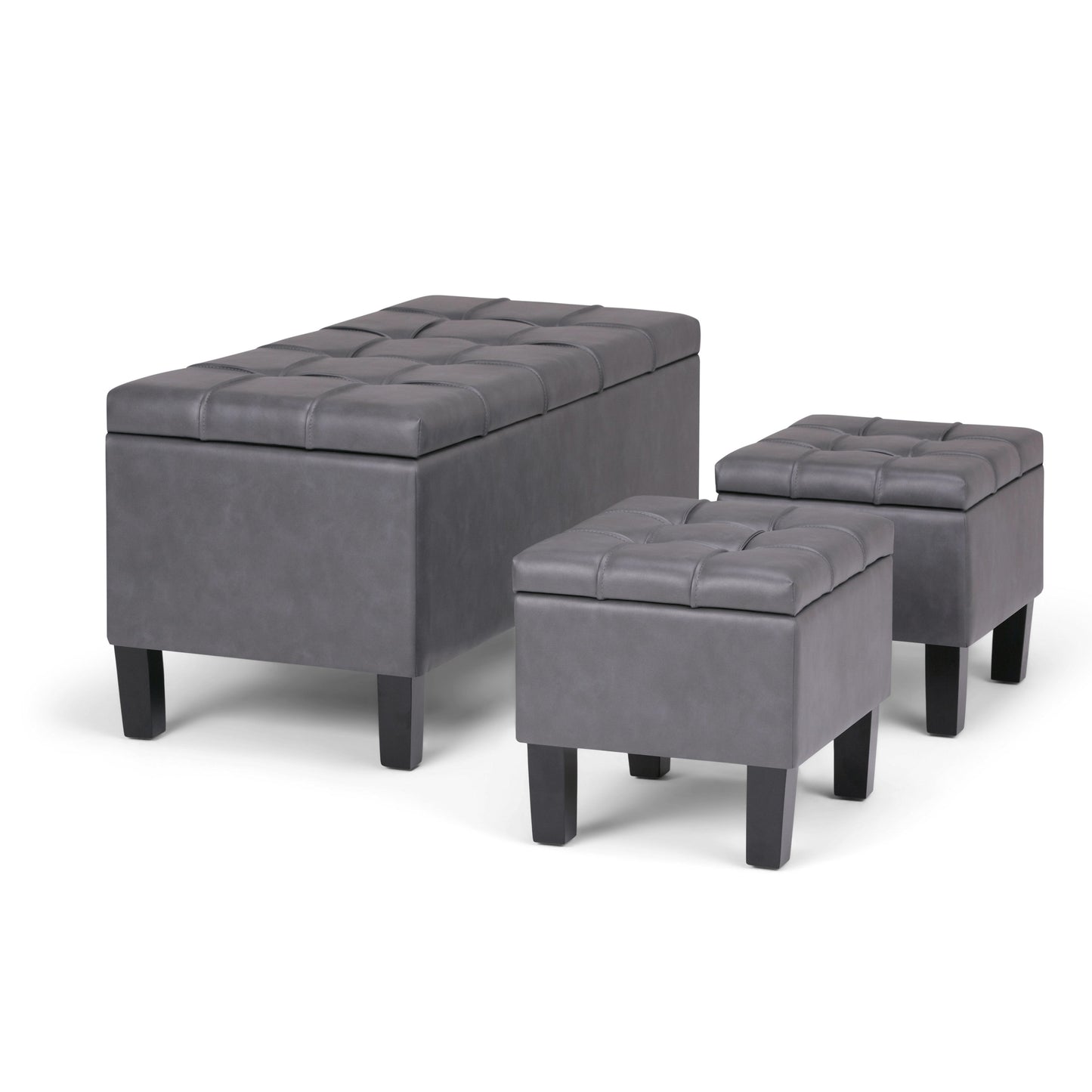 Dover - 3 Piece Storage Ottoman - Stone Gray