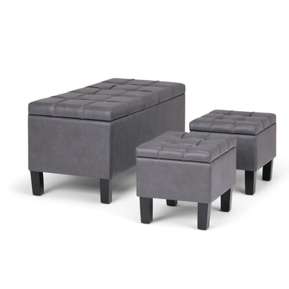 Dover - 3 Piece Storage Ottoman - Stone Gray