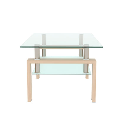 Rectangle Glass Coffee Table Modern Side Center Table For Living Room - Clear