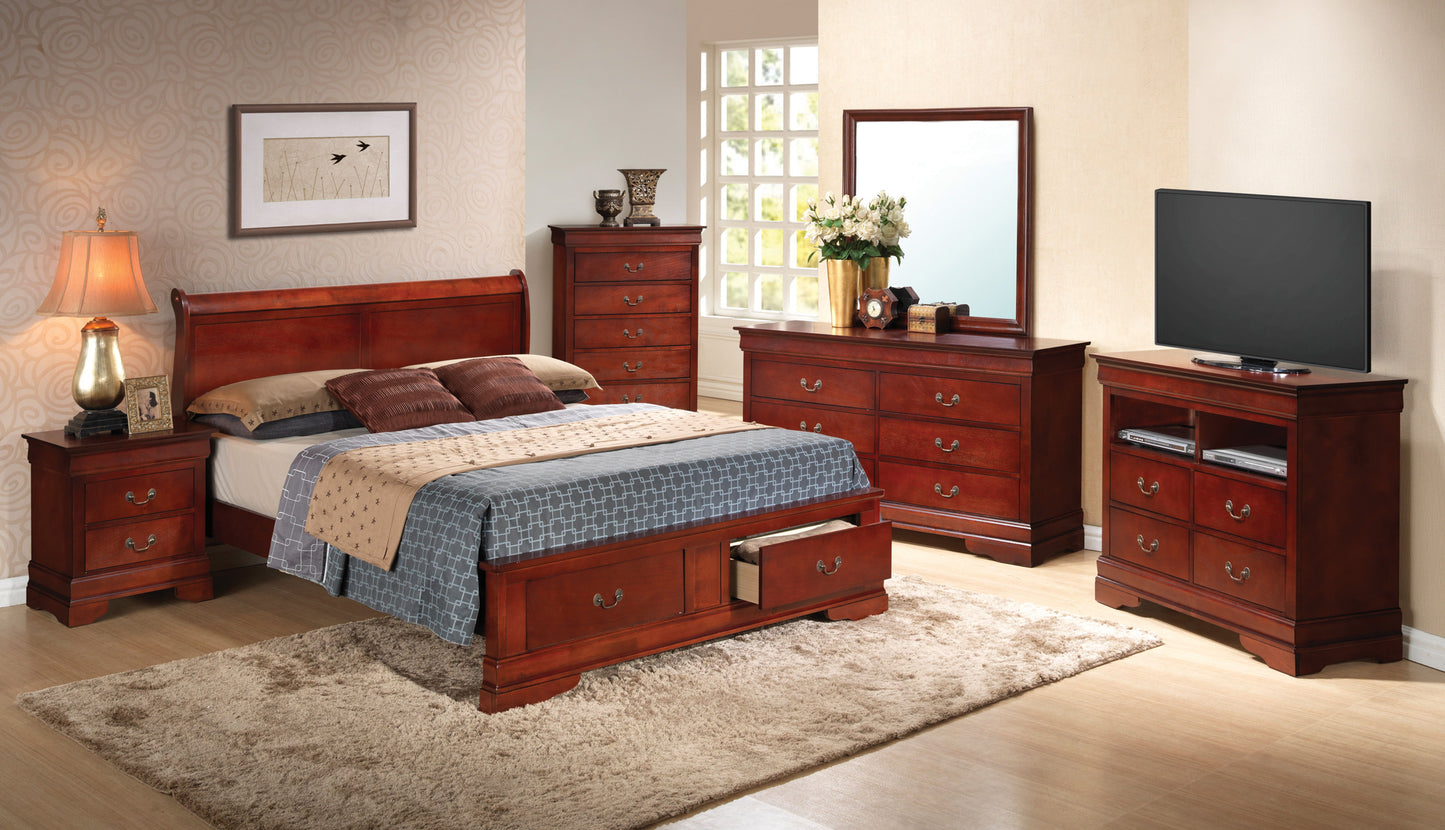 Louis Phillipe - King Storage Bed - Cherry
