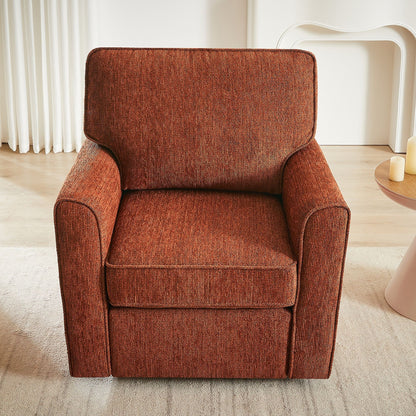 360 Degree Swivel Chair Accent Barrel Armchair With Side Pockets - Red