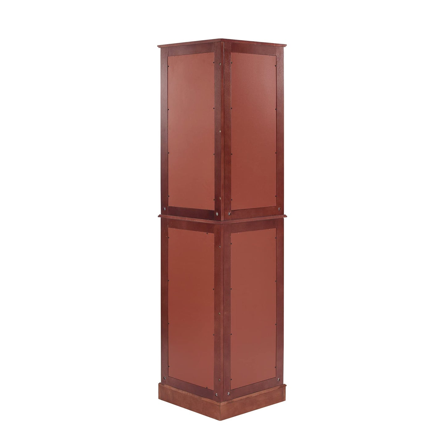 Corner Curio Dispaly Cabinet With Lights, Adjustable Tempered Glass Shelves, Mirrored Back (E26 Light Bulb Not Included) - Cherry