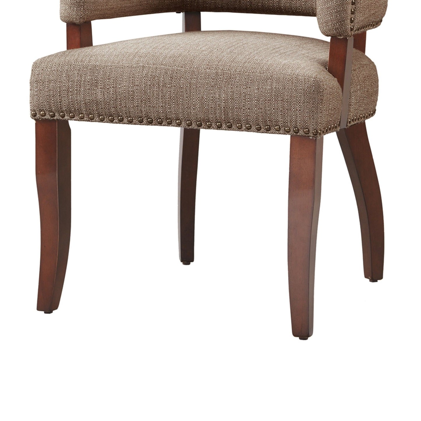 Arm Dining Chair With Nail Head Detailing - Brown / Espresso