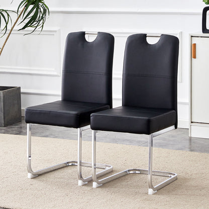 (Set of 4) Thickened Dining Chairs With Built In Spring Packages And Ergonomic Design Perfectly Blending Comfort And Elegance - Black