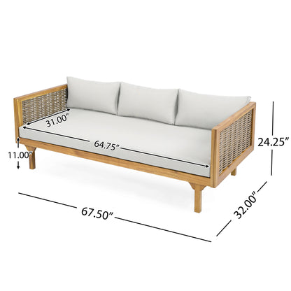 Claremont - 3 Seater Daybed With Rattan Arms - Light Gray