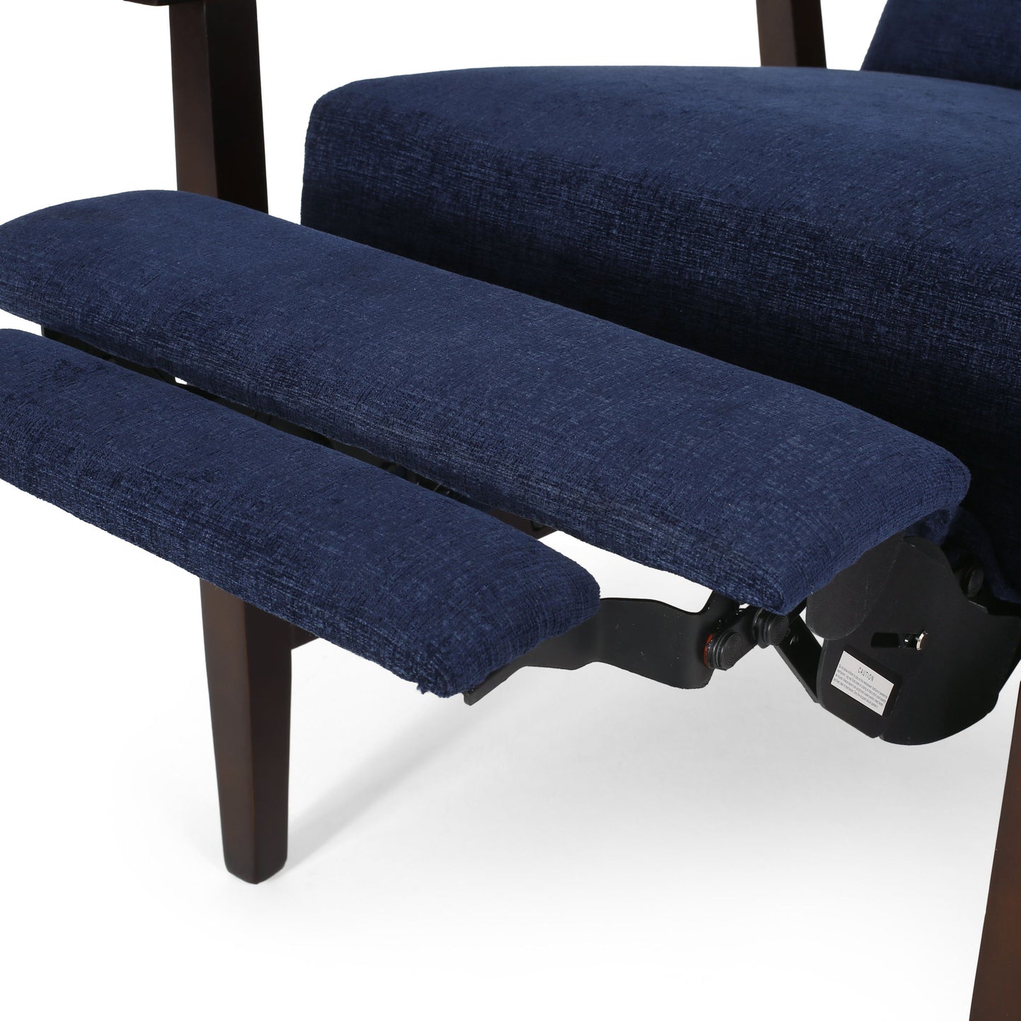 Wide Wood Hand Manual Club Recliner - Navy Blue