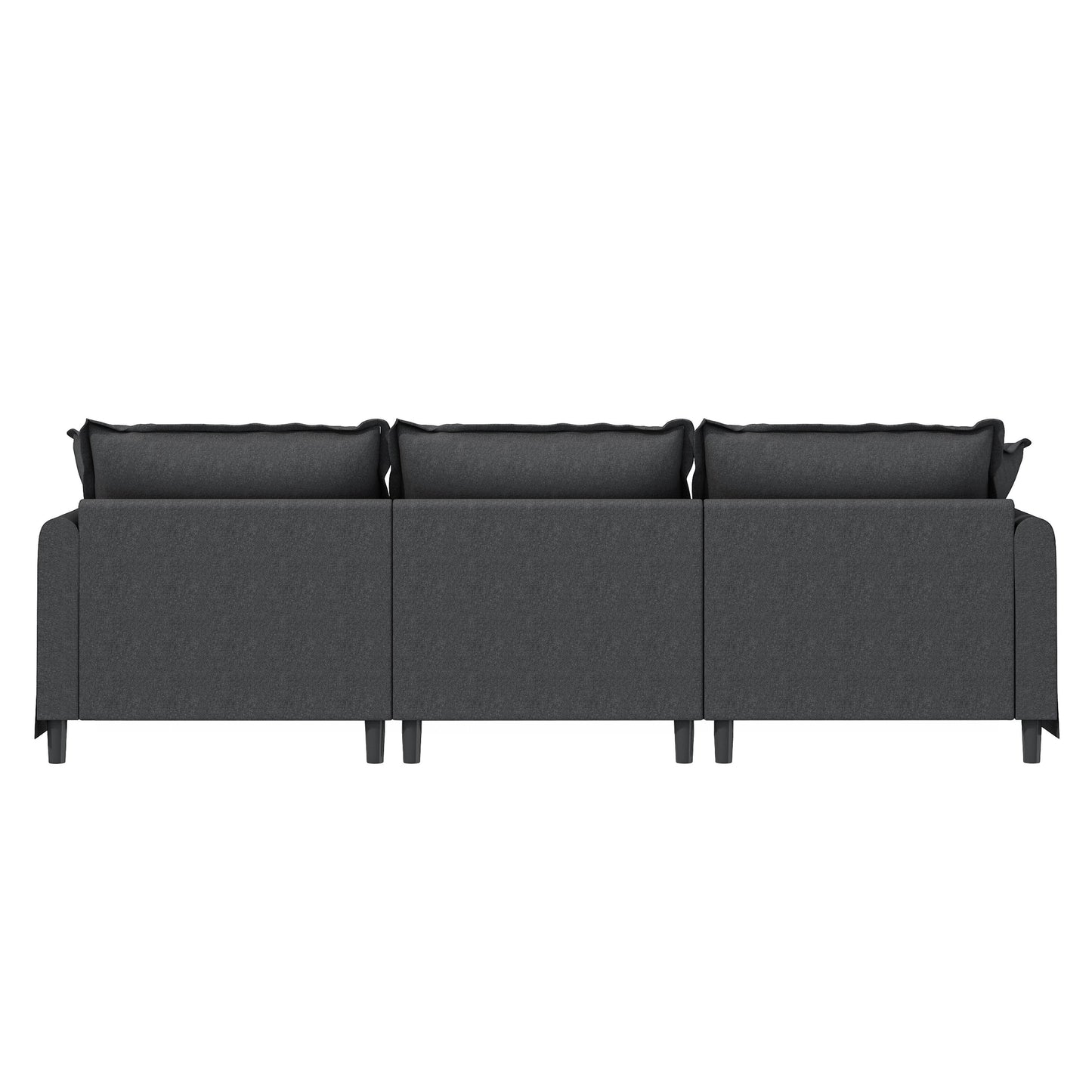 3 Seat Sofa Module For Modular Sectional Wide Seat Cloud Couch With Throw Pillows Upholstered - Gray
